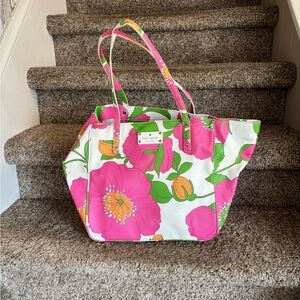 Kate Spade White and Pink Floral Tote